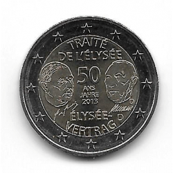 Münze 2 Euros Deutschland Elysee-Vertrag "D" Jahr 2013
