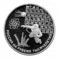 Coin Russia 2000 3 Rubles Millennium Silver Proof PP