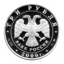 Moneda de Rusia 2000 3 Rublos Milenio Plata Proof PP