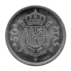 Coin Spain 50 Pesetas Year 1975 Star 76 King Juan Carlos I Uncirculated