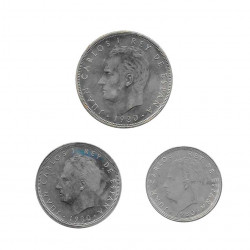 3 Münzen Spain 25, 50 und 100 Peseten Jahr 1980 Weltmeisterschaft 1982 Stern 80 Unzirkuliert