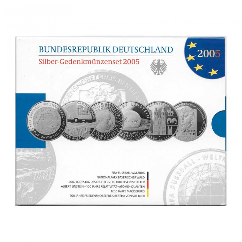 Pack Monedas Conmemorativas 10 Euros Alemania Año 2005 Plata Proof