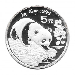 Moneda 5 Yuan China Panda acercándose al agua Año 1994 Plata Proof Sin Circular