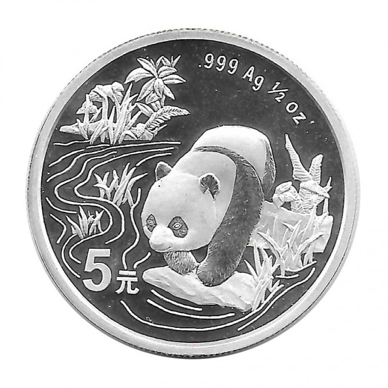 Moneda 5 Yuan China Panda bebiendo agua Año 1997 Plata Proof Sin Circular