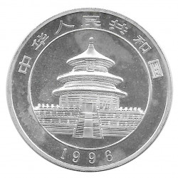 Moneda 10 Yuan China Panda madre y cachorro sentados Año 1996 Plata Proof
