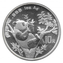 Moneda 10 Yuan China Panda sentado en la rama Año 1995 Plata Proof