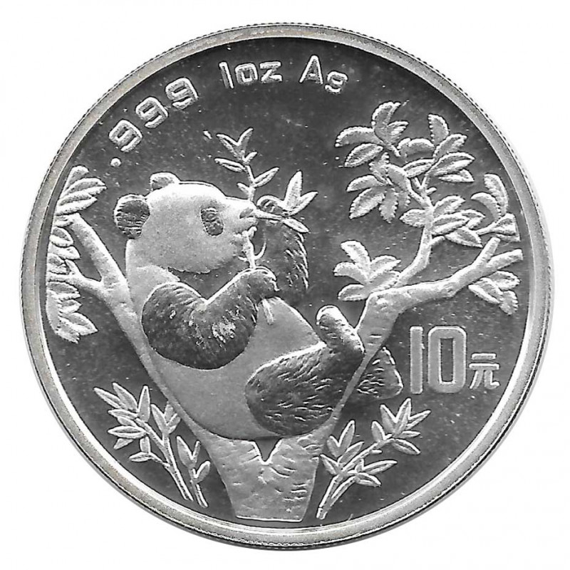 Moneda 10 Yuan China Panda sentado en la rama Año 1995 Plata Proof