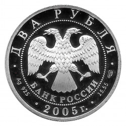 Münze Russland 2005 2 Rubel Michail Solochow Silber Proof PP