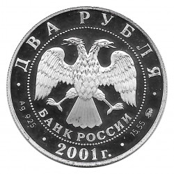 Coin Russia 2001 2 Rubles Vladimir Dahl Silver Proof PP