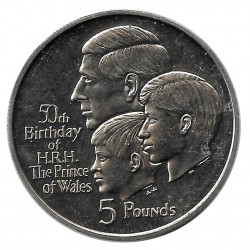 Moneda 5 Libras Gibraltar Principe de Gales Año 1998