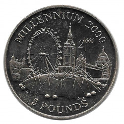Moneda 5 Libras Gibraltar Milenio 2000 Año 1998