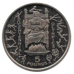 Coin 5 Pounds Gibraltar Centennial Olympics Zeus 1996 - ALOTCOINS