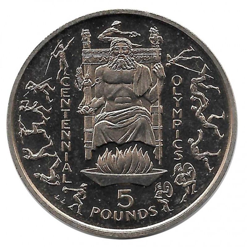 Coin 5 Pounds Gibraltar Centennial Olympics Zeus 1996 - ALOTCOINS