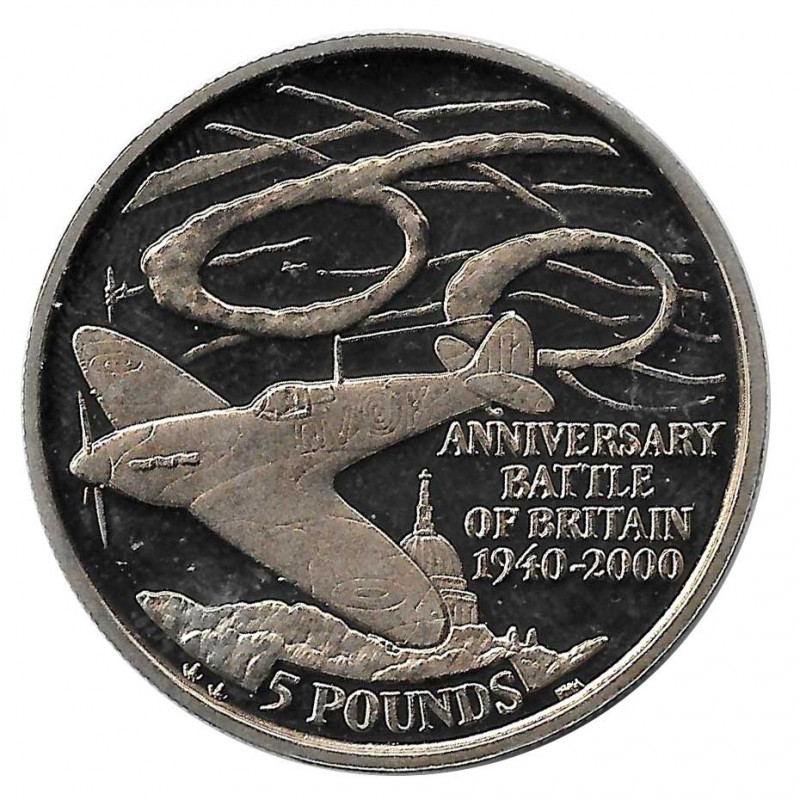 Moneda 5 Libras Gibraltar Batalla de Inglaterra Año 2000 - ALOTCOINS