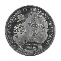 Moneda 3 Libras Gibraltar Tratado de Utrecht Año 2013 - ALOTCOINS