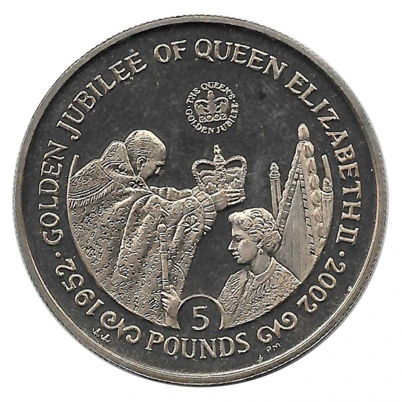 Coin 5 Pounds Gibraltar Queen's Golden Jubilee Year 2002 - Alotcoins