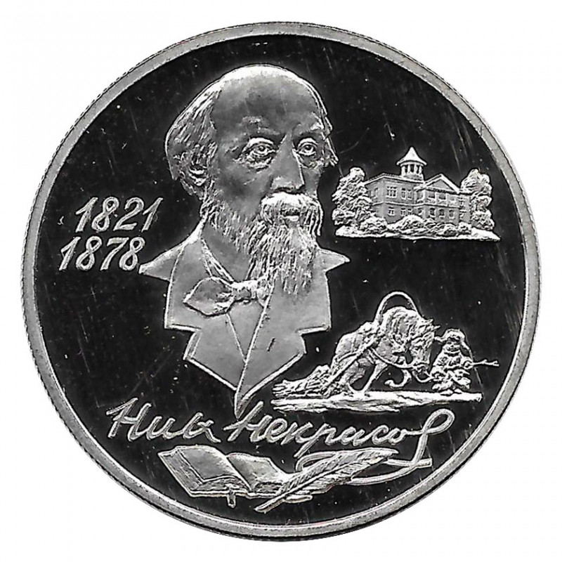 Coin Russia 1996 2 Rubles Nikolai Nekrasov Silver Proof PP