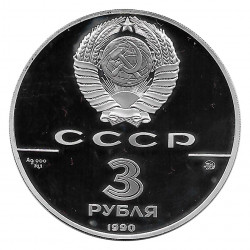 Münze Russland 1990 3 Rubel Flotte Peters Silber Proof PP