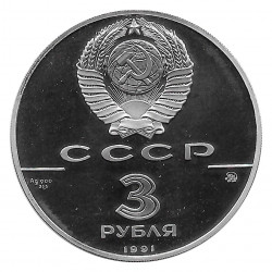 Münze Russland 1991 3 Rubel Triumphbogen Silber Proof PP