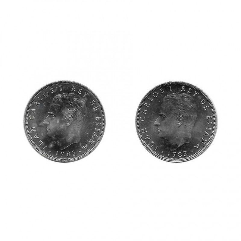 2 Coins 25 Pesetas Spain King Juan Carlos I Years 1982 and 1983 | Numismatics Online - Alotcoins