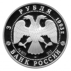Coin Russia 1993 3 Rubles Ballerina Bolschoi Ballet 1 oz Silver Proof PP