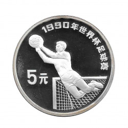 Silbermünze 5 Yuan China Italien Weltmeisterschaft 1990 Torwart Jahr 1990 | Numismatik Store - Alotcoins