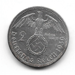 Münze Deutschland 2 Reichmark Jahr 1937 Hakenkreuz