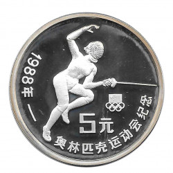 Silbermünze 5 Yuan China Fechten Seoul Jahr 1988 | Numismatik Store - Alotcoins