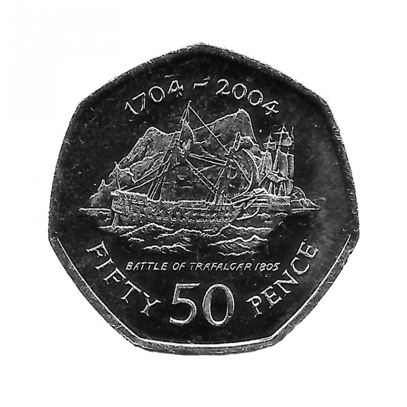 Moneda 50 Peniques Gibraltar Batalla de Trafalgar 2004 - ALOTCOINS
