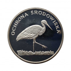 Moneda de plata 100 Zlotys Polonia Cigüeña Blanca Año 1982 Proof | Monedas Colección - Alotcoins