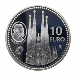 Silver Coin 10 Euros Spain Gaudi's Sagrada Familia Year 2010 | Numismatics Shop - Alotcoins