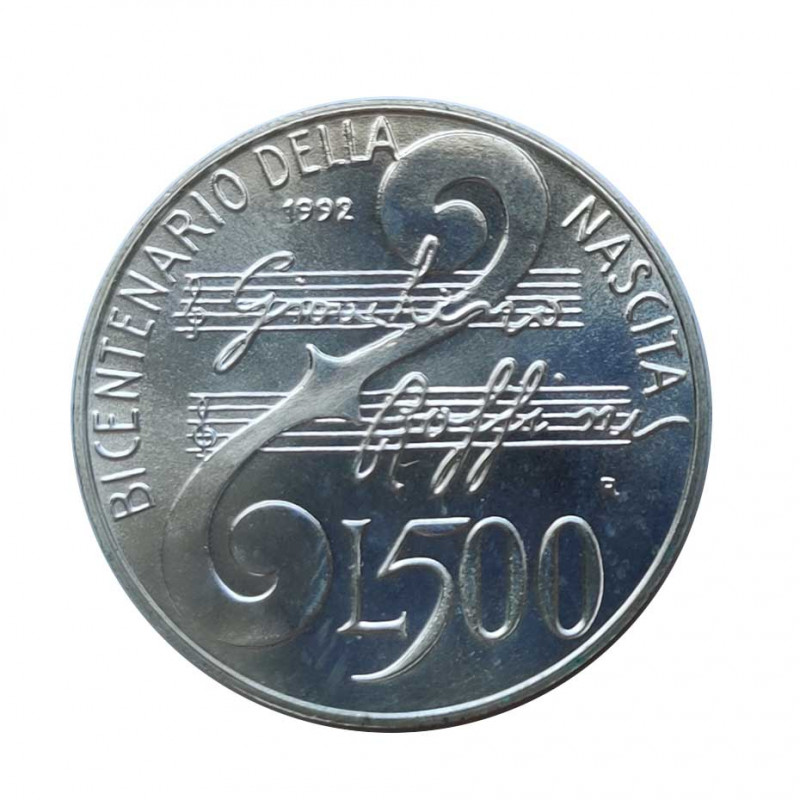 Moneda 500 Liras Italia Gioacchino Rossini Año 1992 | Monedas de colección - Alotcoins