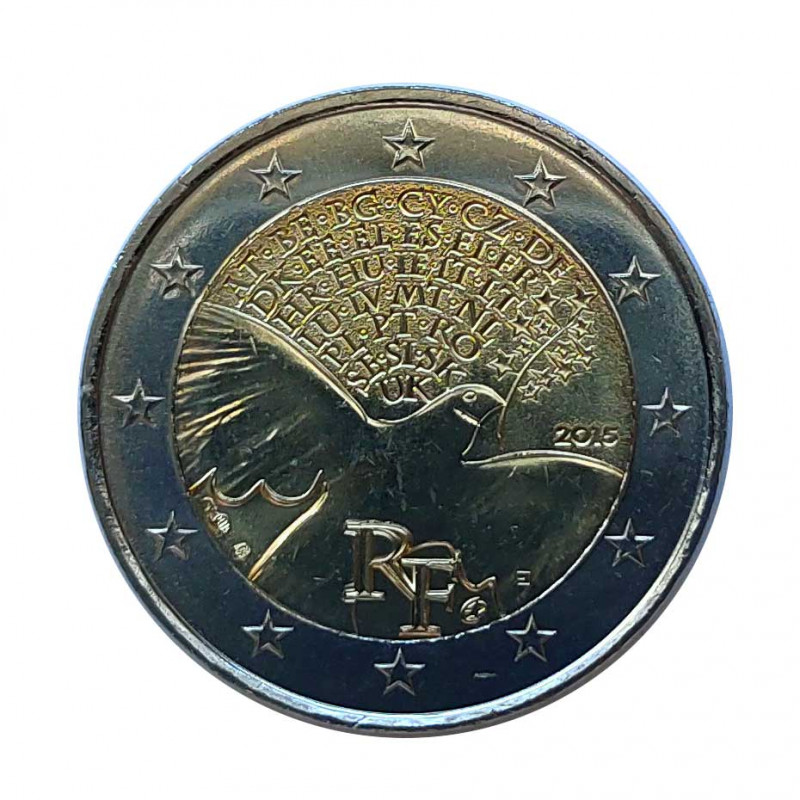 Moneda 2 Euros Conmemorativa Francia Paz Año 2015 Sin circular SC | Monedas de colección - Alotcoins