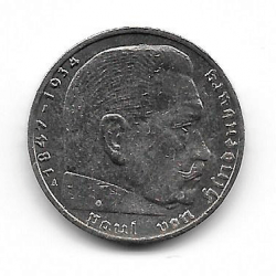 Coin Germany 2 Reichmark Year 1938 Swastika