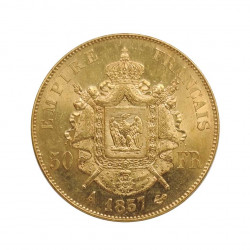 Gold Coin of 50 Francs France Napoleon III Bonaparte 16.12 grs 0.5 oz Year 1857 A | Numismatics Shop - Alotcoins
