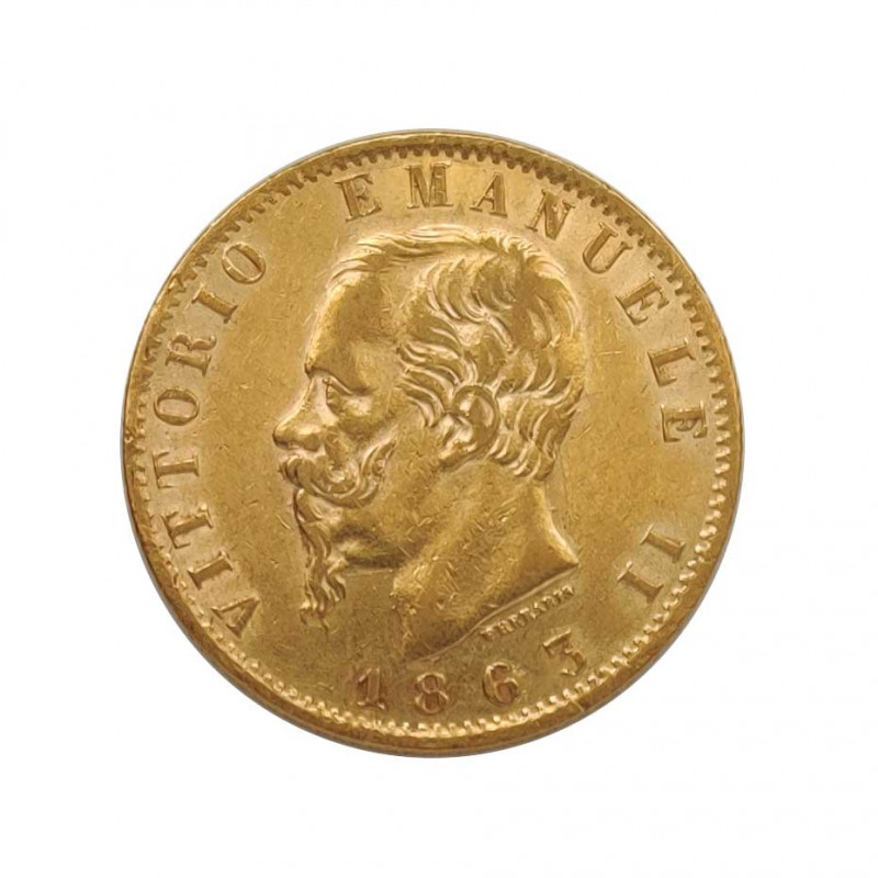 Goldmünze von 20 Lire Italien Viktor Emanuel II 6,45 g Jahr 1863 Gedenkmünze | Sammelmünzen - Alotcoins