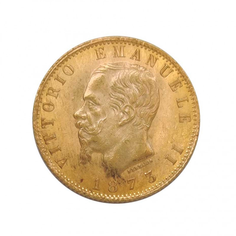 Gold Coin of 20 Lire Italy Victor Emmanuel II 6.45 grs Year 1873 | Collectible Coins - Alotcoins
