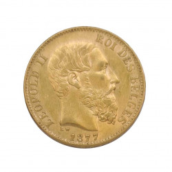 Gold Coin of 20 Francs Belgium Leopold II 6.45 grs Year 1877 | Collectible Coins - Alotcoins