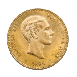 Gold Coin of 25 Pesetas Spain Alfonso XII 8.06 g Year 1880 | Collectible Coins - Alotcoins