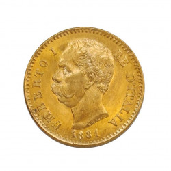 Gold Coin of 20 Lire Italy Umberto I of Savoy 6.45 g Year 1881 | Collectible Coins - Alotcoins