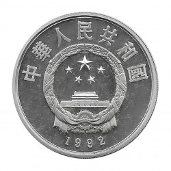 Moneda China Año 1992 Plata 10 Yuan Saltador de esquí Proof