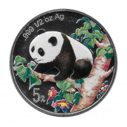 Moneda China 5 Yuan 1998 Silver Panda Multicolor