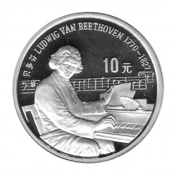 Münze China 10 Yuan Jahr 1990 Silber Proof Ludwig Van Beethoven