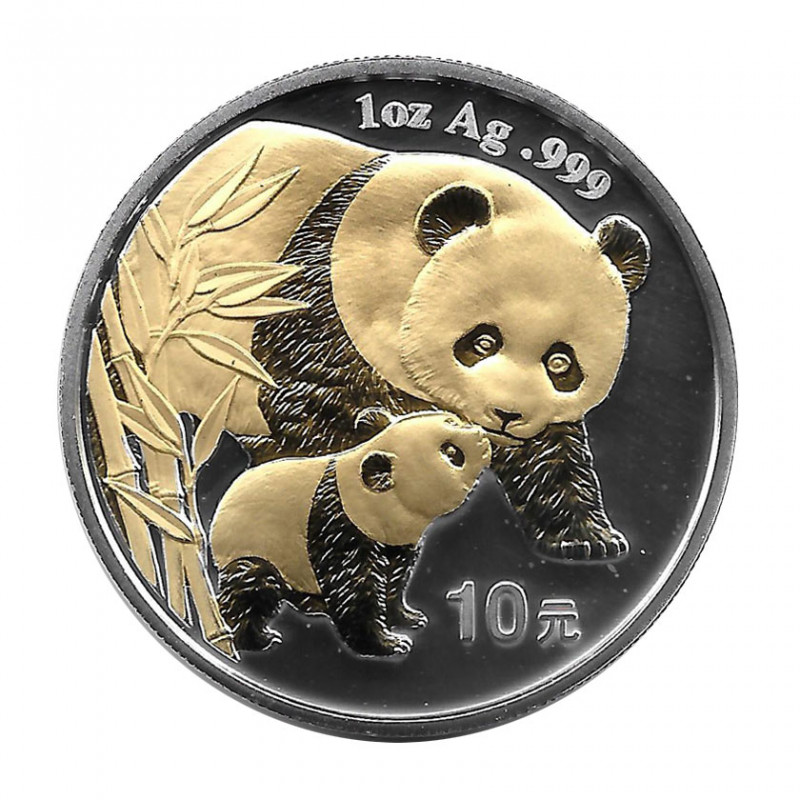 Moneda China Año 2004 Panda Plata y oro 10 Yuan