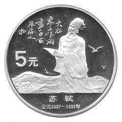 Moneda de plata 5 Yuan China Su Shi Año 1988 Proof | Monedas de colección - Alotcoins