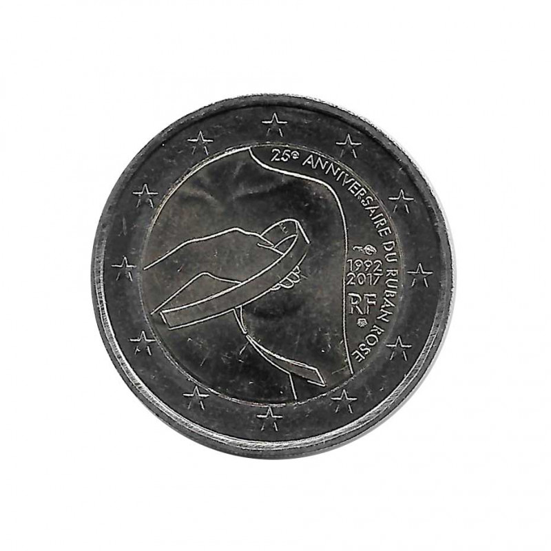 Moneda 2 Euros Conmemorativa Francia Lazo Rosa Año 2017 Sin circular SC | Monedas de colección - Alotcoins