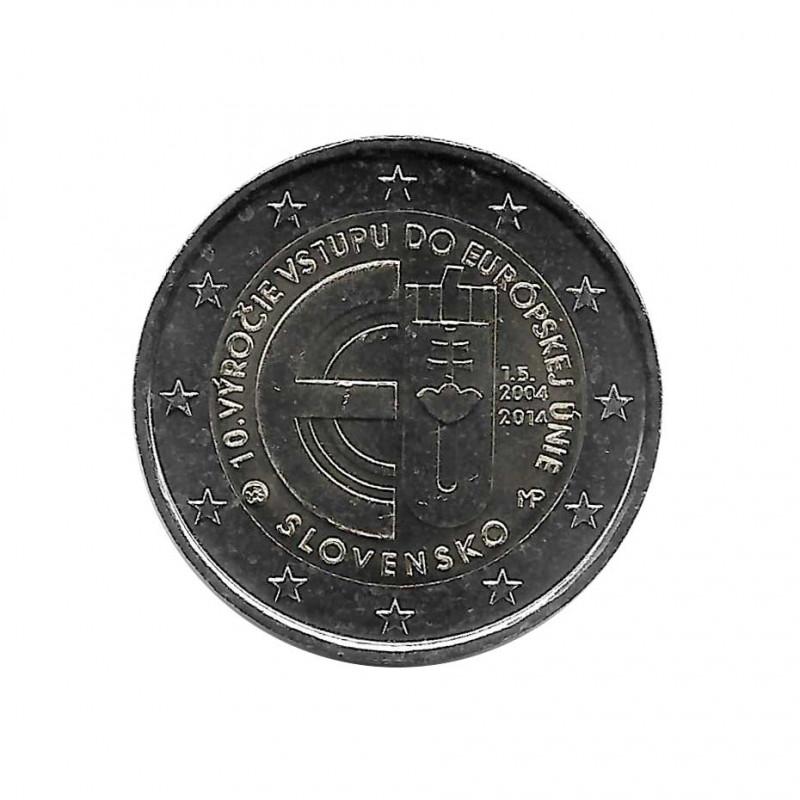 Gedenkmünze 2 Euro Slowakei Beitritt Europäische Union Jahr 2014 Unzirkuliert UNZ | Gedenkmünzen Sammlermünzen - Alotcoins