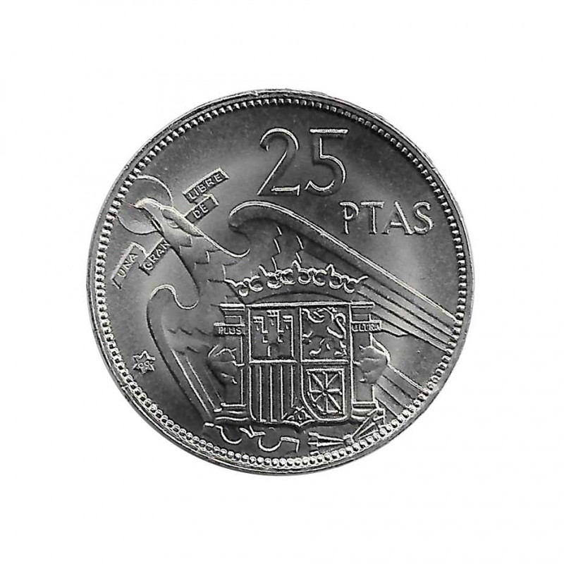 Coin 25 Pesetas Spain General Franco Year 1957 Star 69 Uncirculated UNC | Collectible coins - Alotcoins