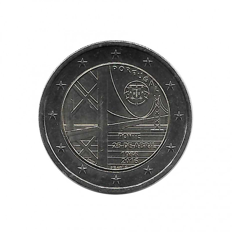 Moneda 2 Euros Conmemorativa Portugal Puente 25 de abril Año 2016 Sin circular SC | Monedas de colección - Alotcoins