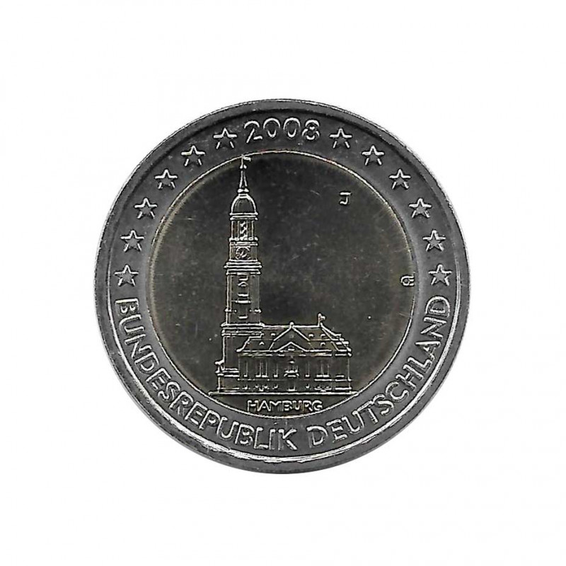 Moneda 2 euros Conmemorativa Alemania Iglesia San Miguel Hamburgo J año 2008 Sin circular SC | Numismática española - Alotcoins